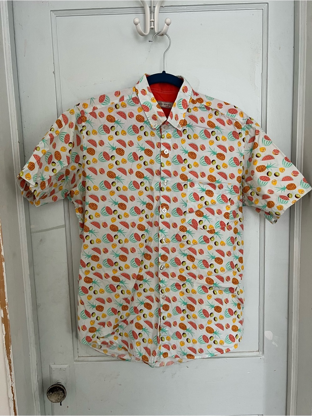 Men's Short-Sleeve Pineapple Print Shirt - White/Multicolor